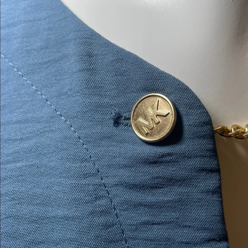 MICHAEL Michael Kors blue blouse with chain and button accents sz XS - Picture 3 of 6